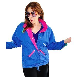 1980s Jacket, Size M, Colorful Lightweight Jacket by Karizma Sportswear